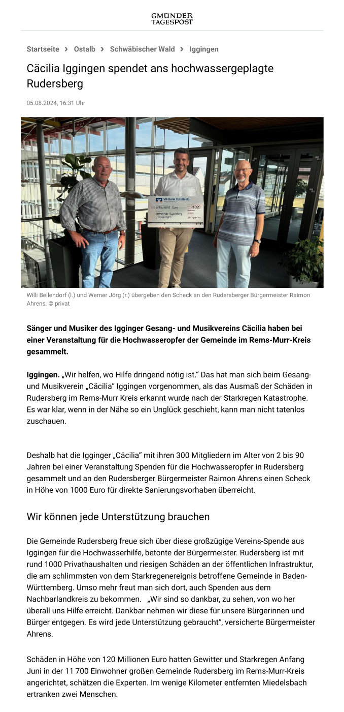 Artikel aus der Gmünder Tagespost vom 05.08.2024